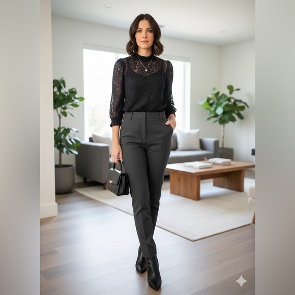 Adiva Black Lace High-Neck Blouse – Long Sleeve, Women’s XS, NWT - Picture 2 of 10